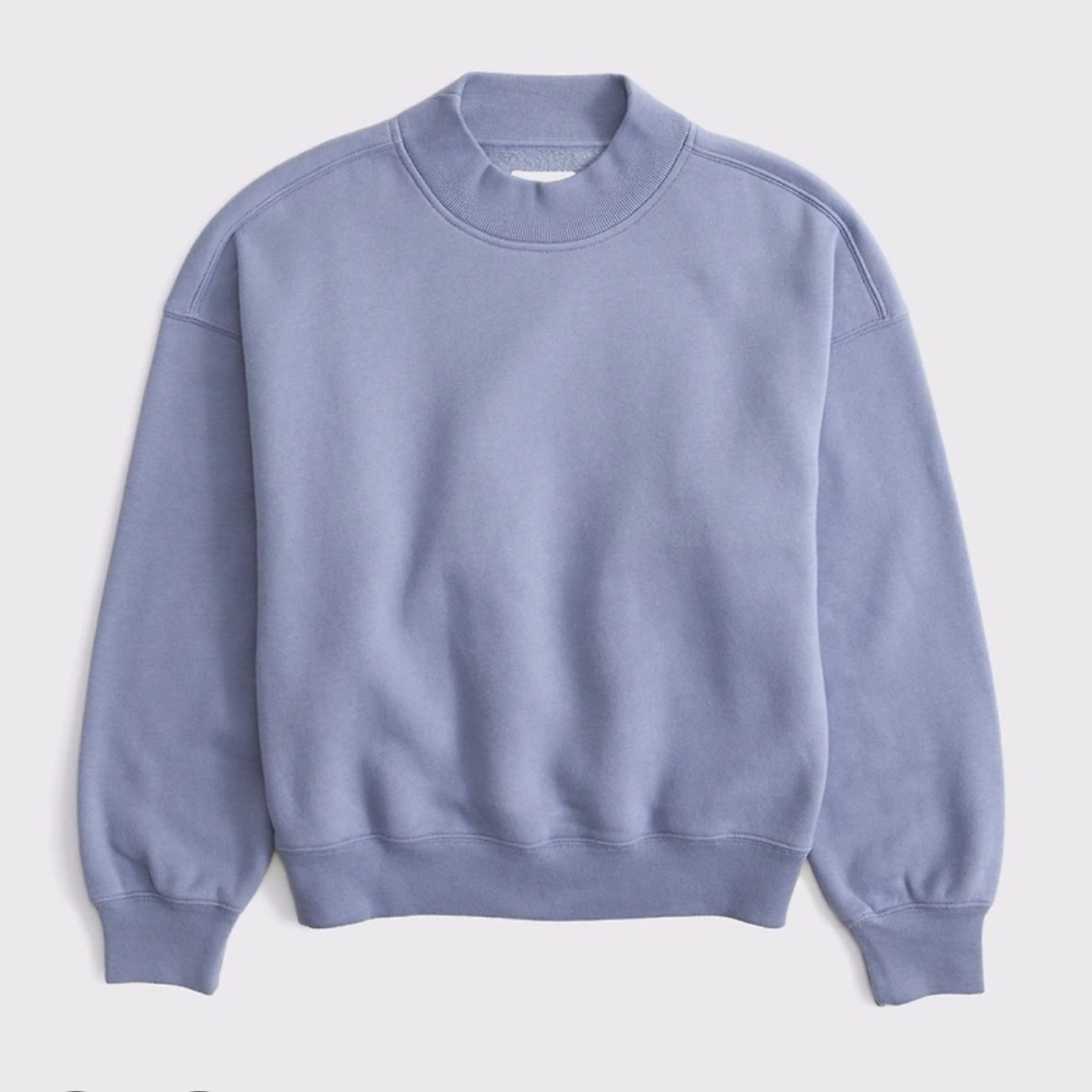 Abercrombie & Fitch Sunday Mockneck Crew Sweater - Light Blue